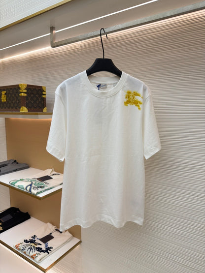 Burberry Equestrian Knight Cotton T-Shirt "White-Yellow"