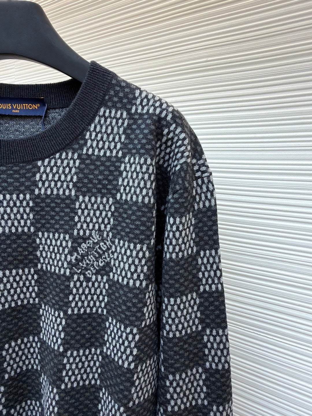 Louis Vuitton Damier Wool Crewneck Sweater "Washed Black"