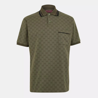 Gucci GG Jersey Jacquard Polo T-Shirt "Forest Green"
