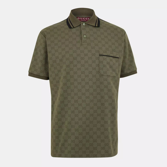 Gucci GG Jersey Jacquard Polo T-Shirt "Forest Green"
