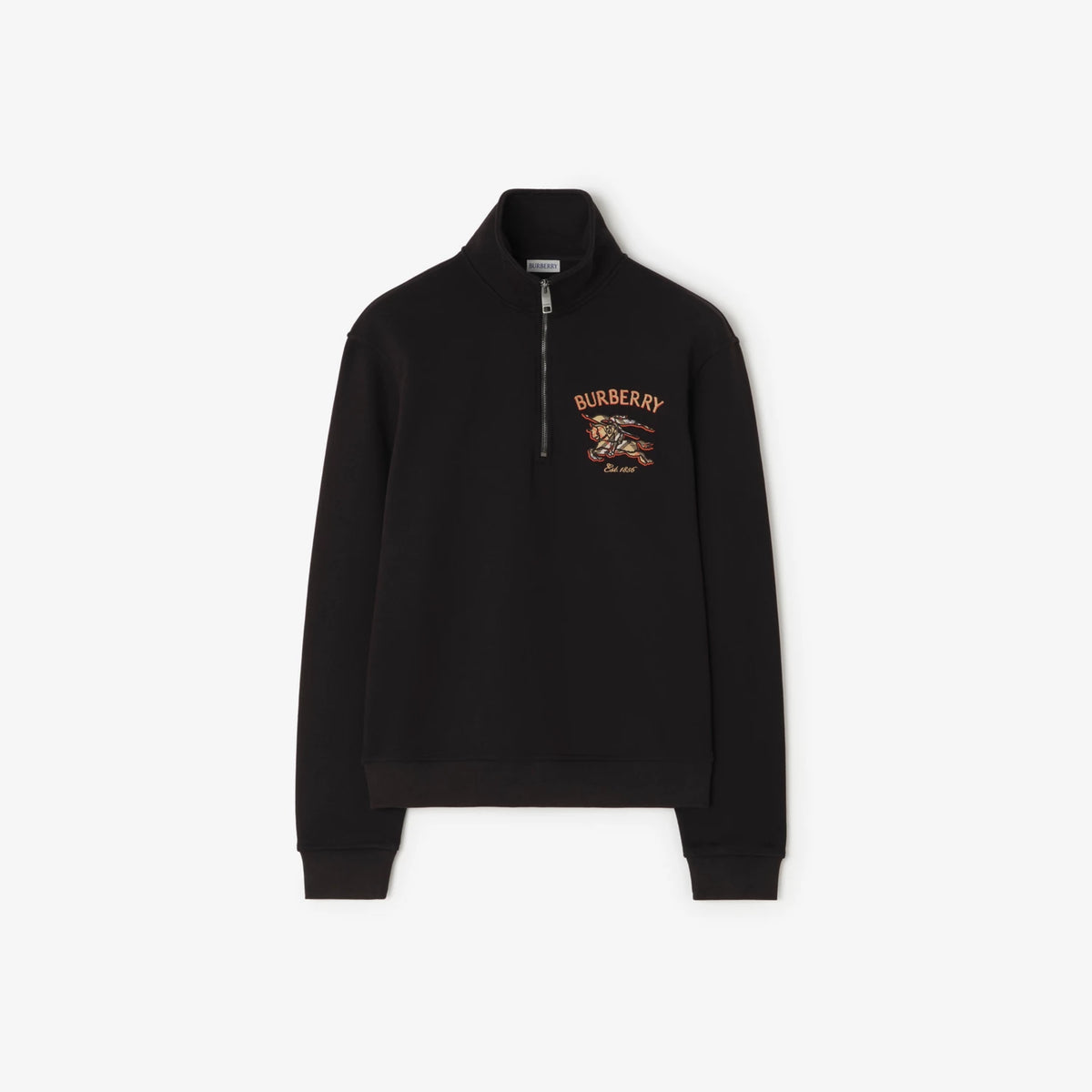 Burberry Knight Check Cotton Half-zip Sweatshirt "Black"