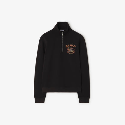 Burberry Knight Check Cotton Half-zip Sweatshirt "Black"