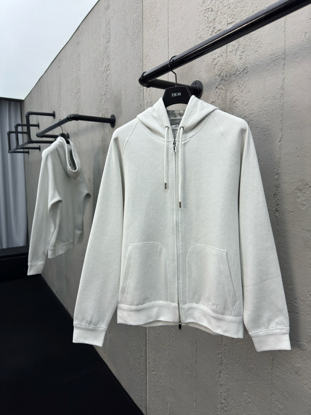 Dior Hooded Track Jacket "White Cotton and Cashmere Knit"