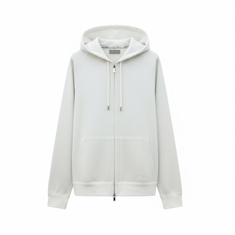 Dior Hooded Track Jacket "White Cotton and Cashmere Knit"