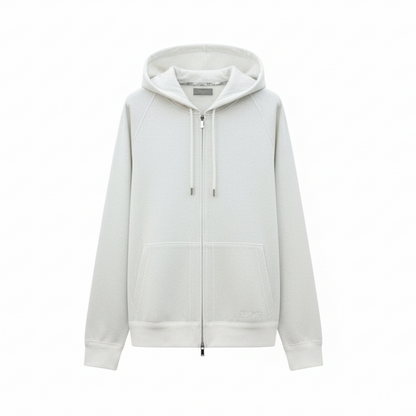 Dior Hooded Track Jacket "White Cotton and Cashmere Knit"