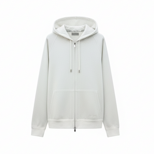 Dior Hooded Track Jacket "White Cotton and Cashmere Knit"