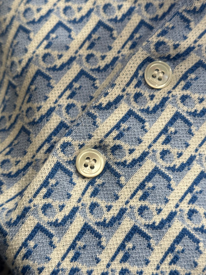 Dior Oblique Polo Shirt "Blue and White Cotton Jacquard"