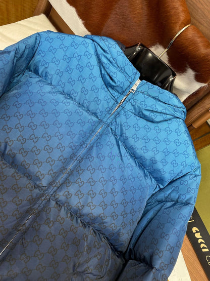 Gucci Printed Poplin Tech Down Jacket "Gradient Blue"