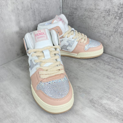Fendi Match High-Top "White-Pink" Crystals