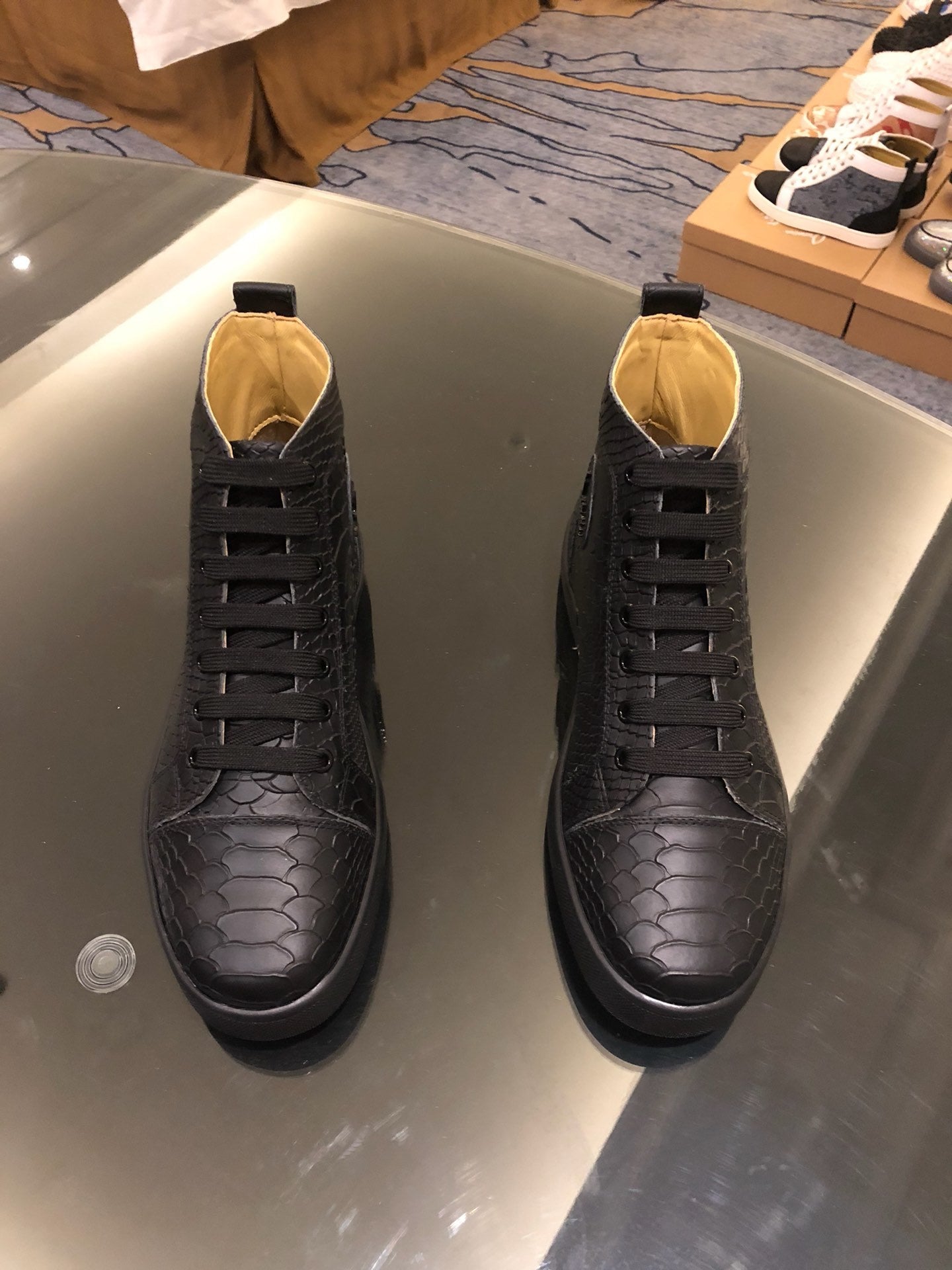 Christian Louboutin High-Top Python Leather Orlato "Black"