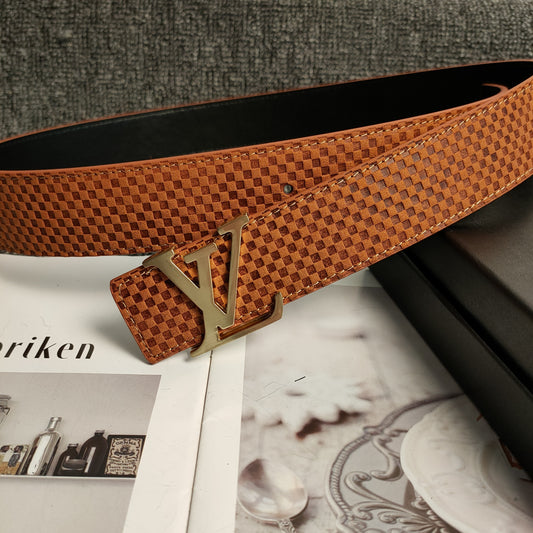 Louis Vuitton Leather Belt "Orange-Gold"