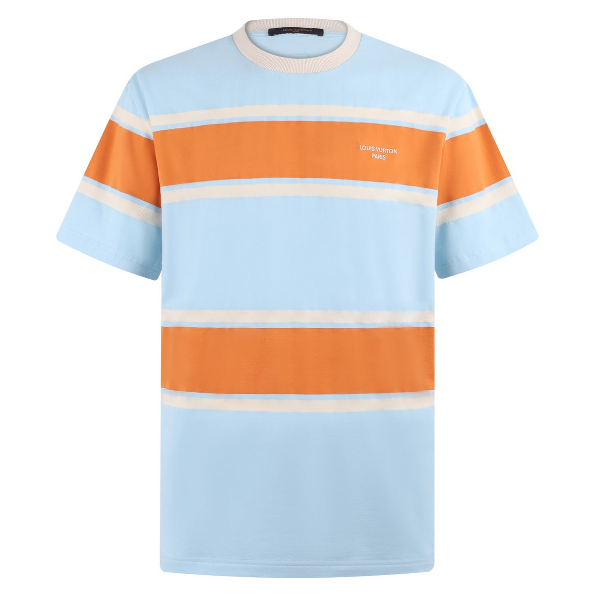 Louis Vuitton Striped Short-Sleeved T-Shirt "Pale Blue-Orange"