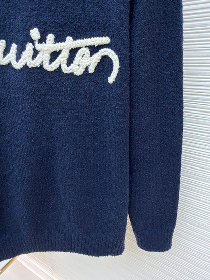 Louis Vuitton Embroidered Signature Long-Sleeved Crewneck "Navy"