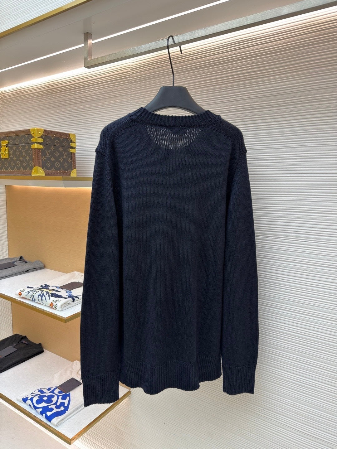 Burberry Cross Stitch EKD Wool Cashmere Sweater "Navy Blue"
