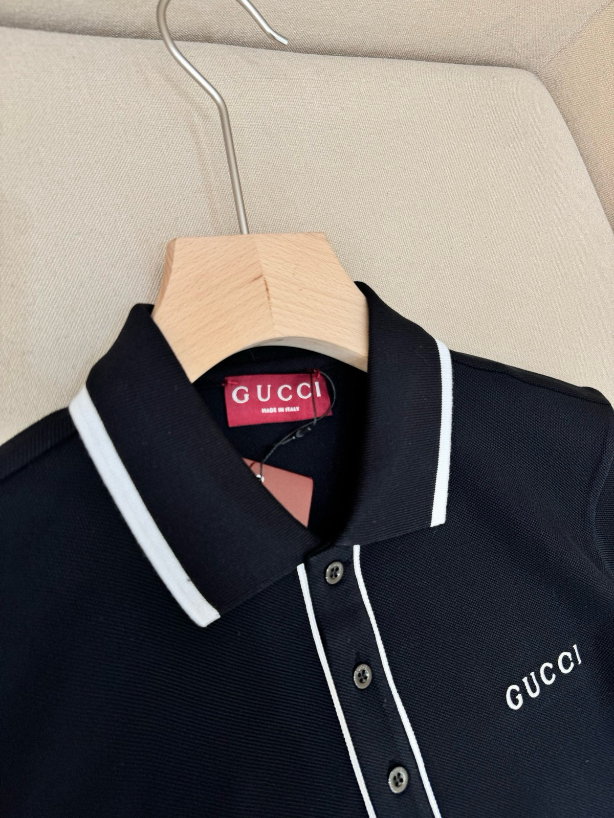 Gucci Cotton Piquet Polo T-Shirt with Embroidery "Black"