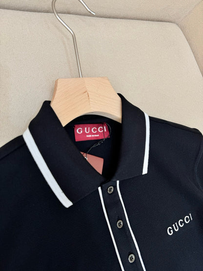 Gucci Cotton Piquet Polo T-Shirt with Embroidery "Black"