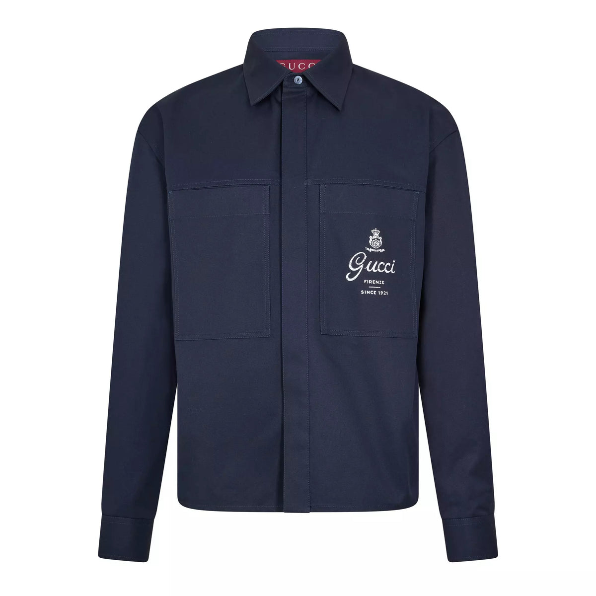 Gucci Cotton Twill Shirt with Print "Dark Blue"