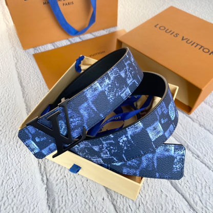 Louis Vuitton LV Initiales Reversible Belt "Damier Salt Navy-Black" and "Black"