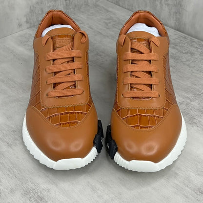 Hermes Bouncing Sneakers "Brown Crocodile Pattern"