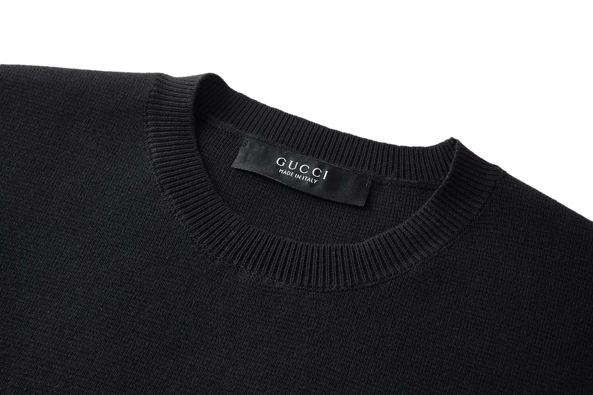 Gucci Knit Cotton T-shirt with Embroidery "Black"