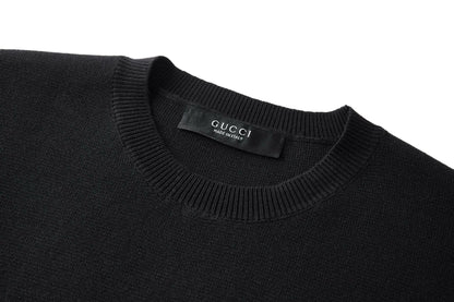 Gucci Knit Cotton T-shirt with Embroidery "Black"