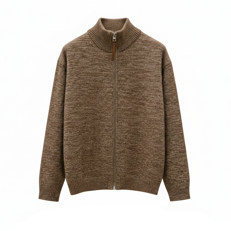 Loewe Zip-up Cardigan in Cotton, Linen and wool "Beige"