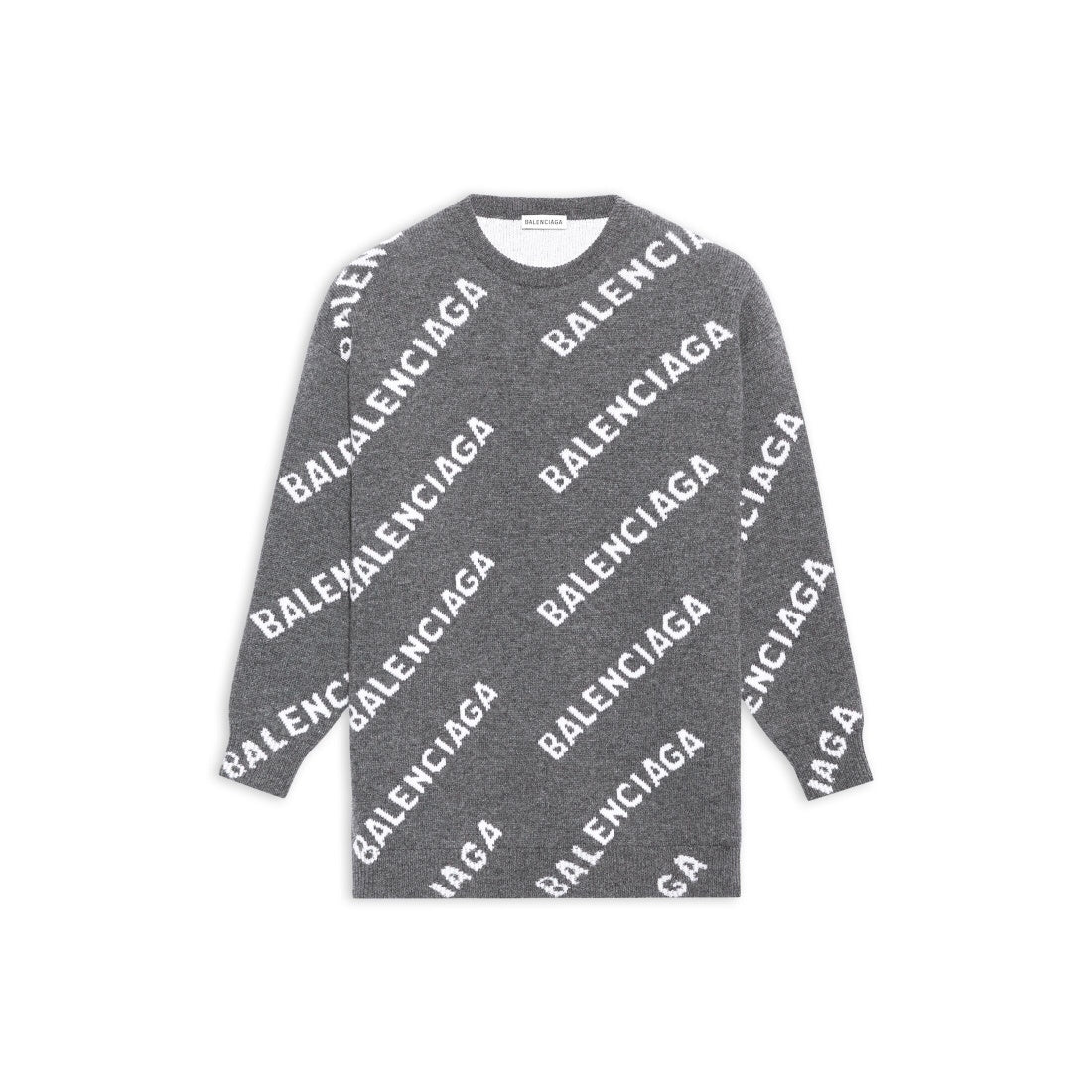 Balenciaga All-Over Logo Sweater "Grey-White"