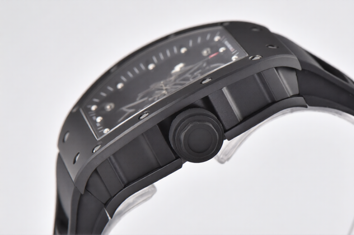 Richard Mille RM055 43mm Black Rubber Strap Black Bezel Black Crown