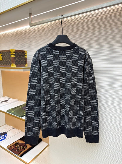 Louis Vuitton Damier Wool Crewneck Sweater "Washed Black"