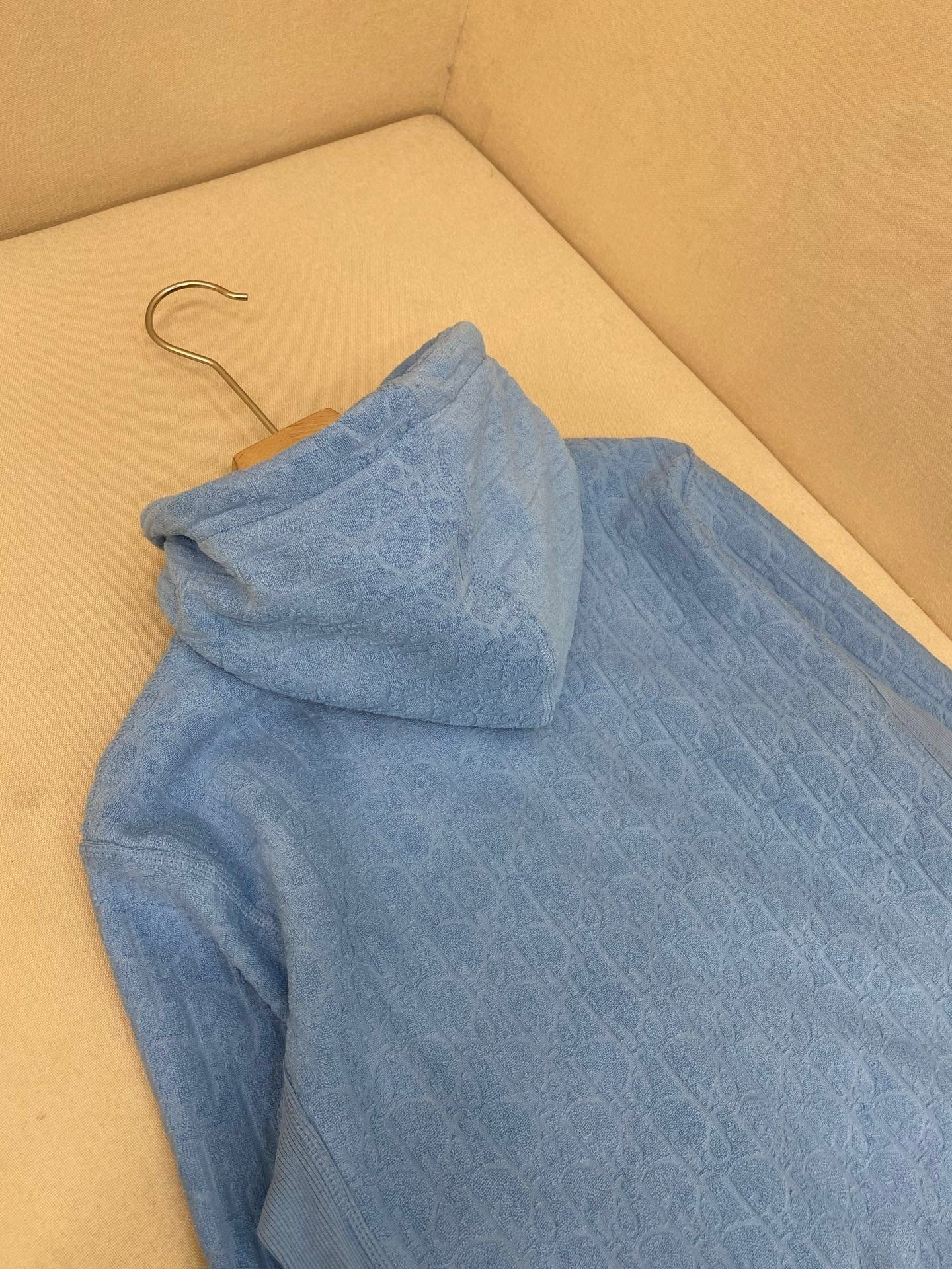 Dior Oblique Hooded Sweatshirt "Sky Blue Cotton Fleece"