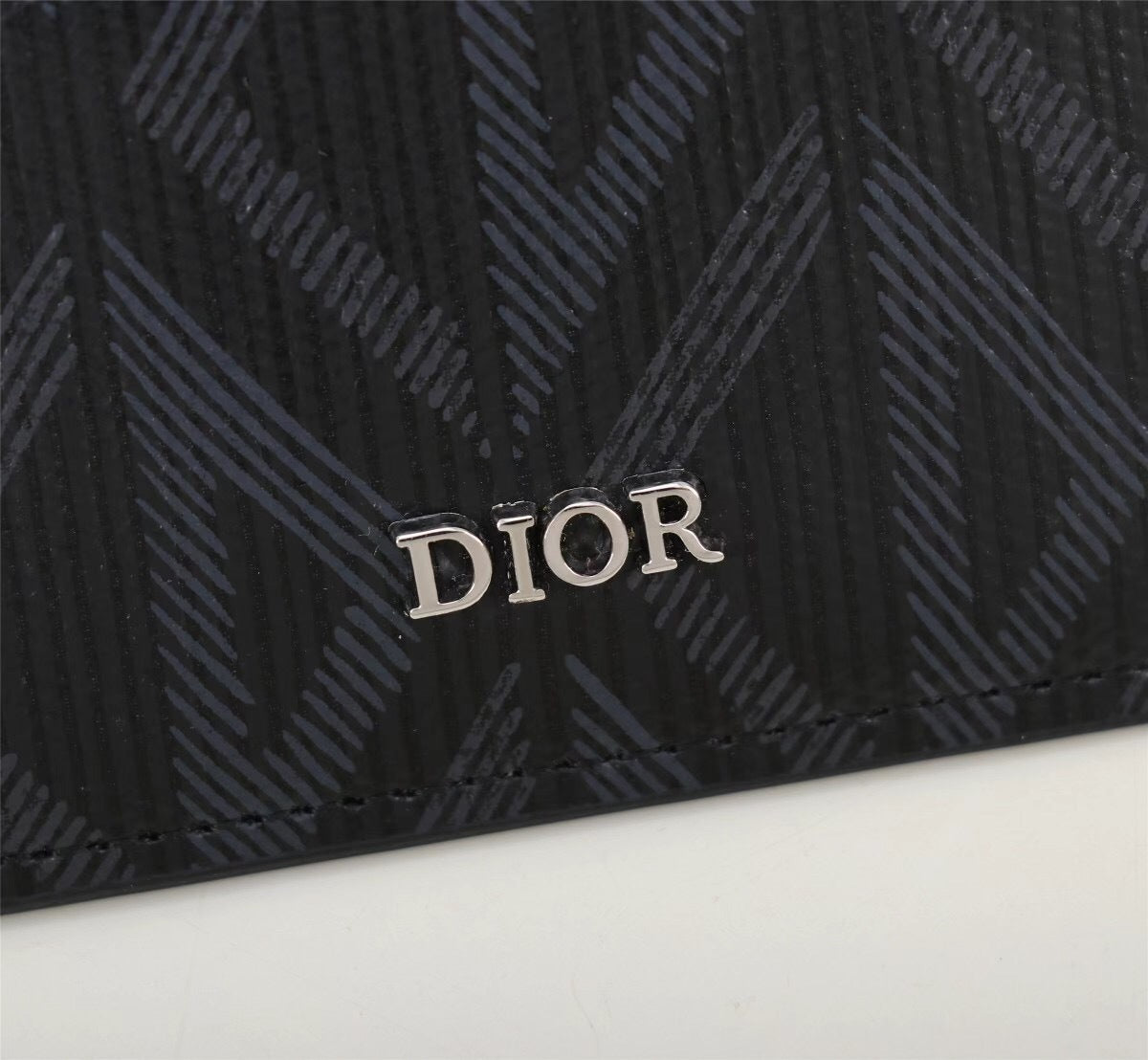 Dior Card Holder CD Diamond Canvas Smooth Calfskin