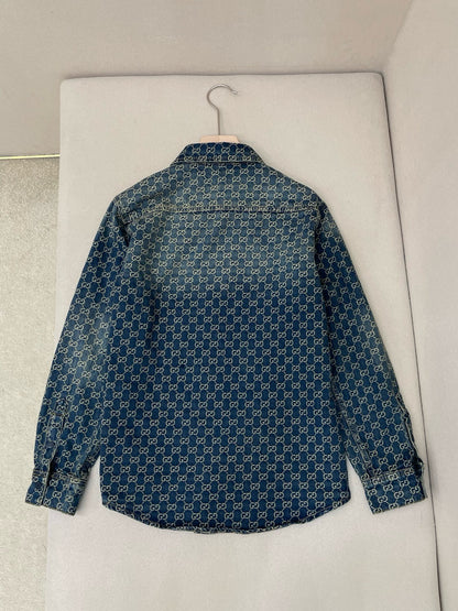 Gucci GG Cotton Denim Jacquard Shirt
