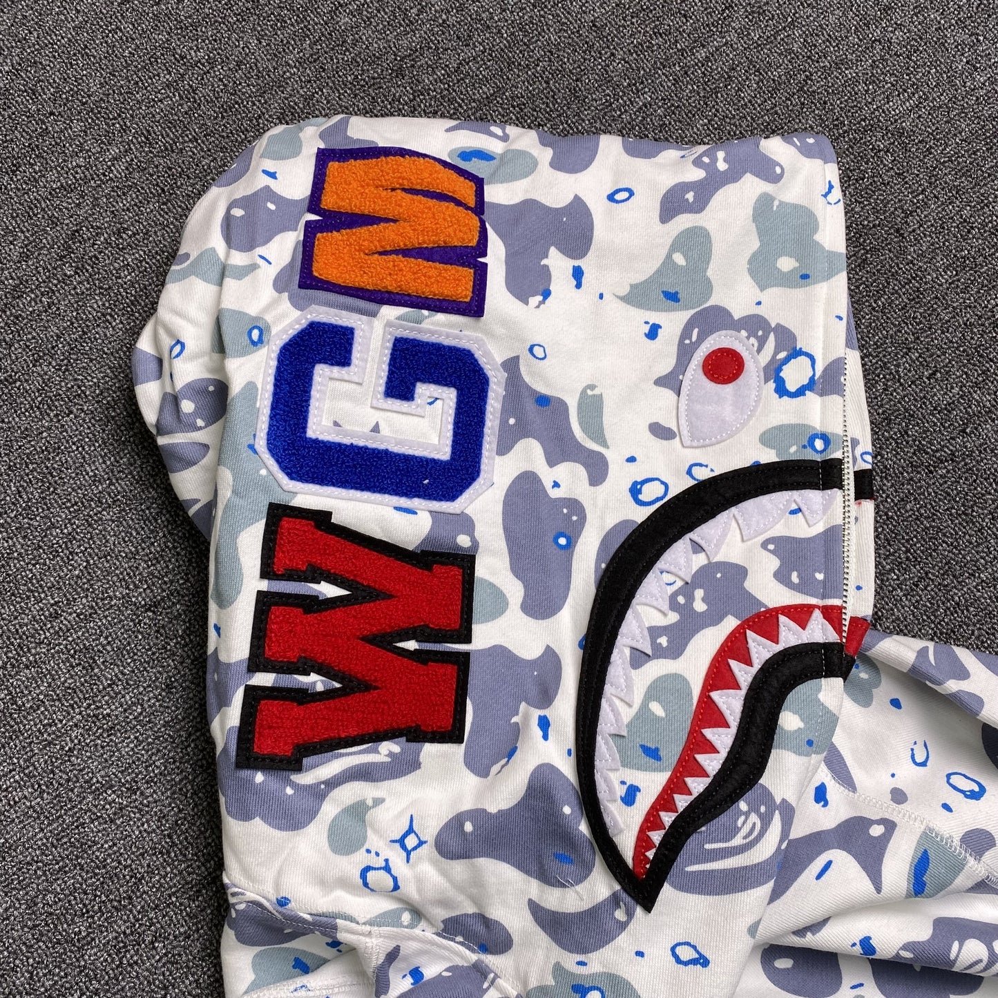 BAPE Space Camo Shark Full Zip Double Hoodie "White Multi"