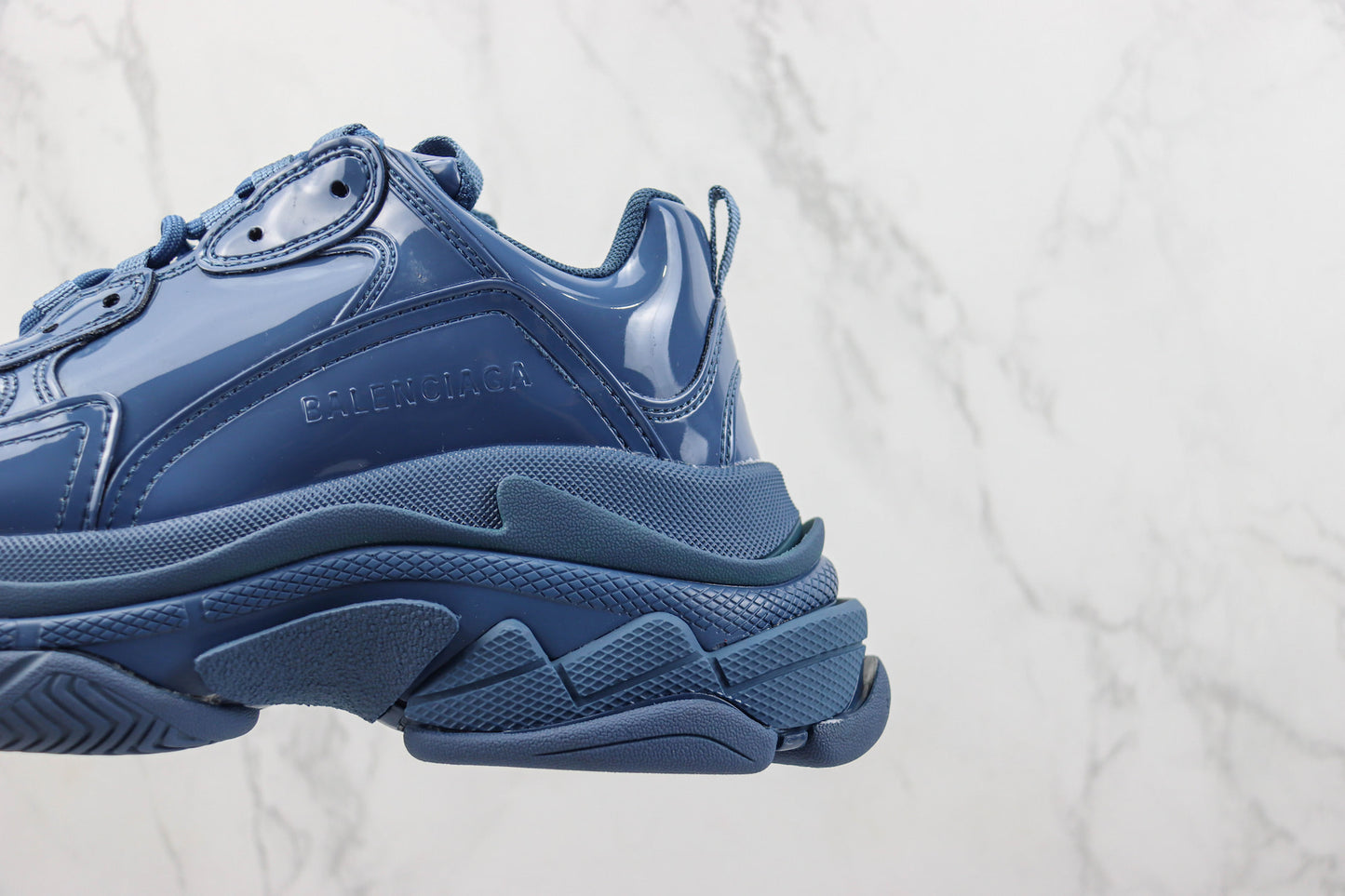 Balnciaga Triple S "Blue Leather Gloss"