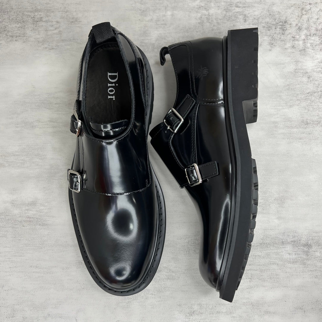 Dior Leather Double Monk Strap "Black"