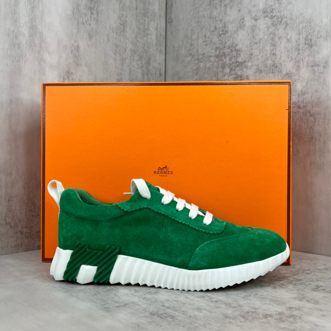Hermes Bouncing Sneakers "Green-White Suede"