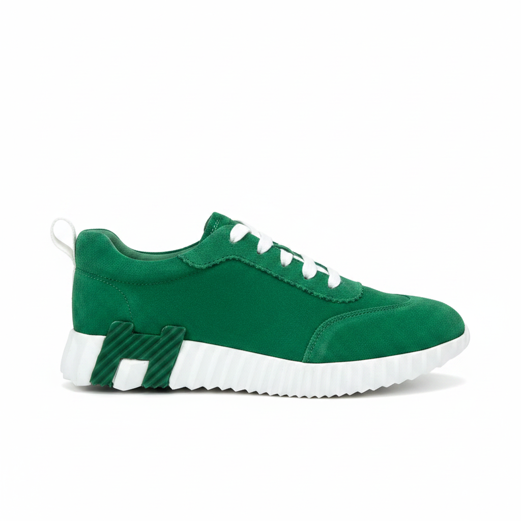 Hermes Bouncing Sneakers "Green-White Suede"