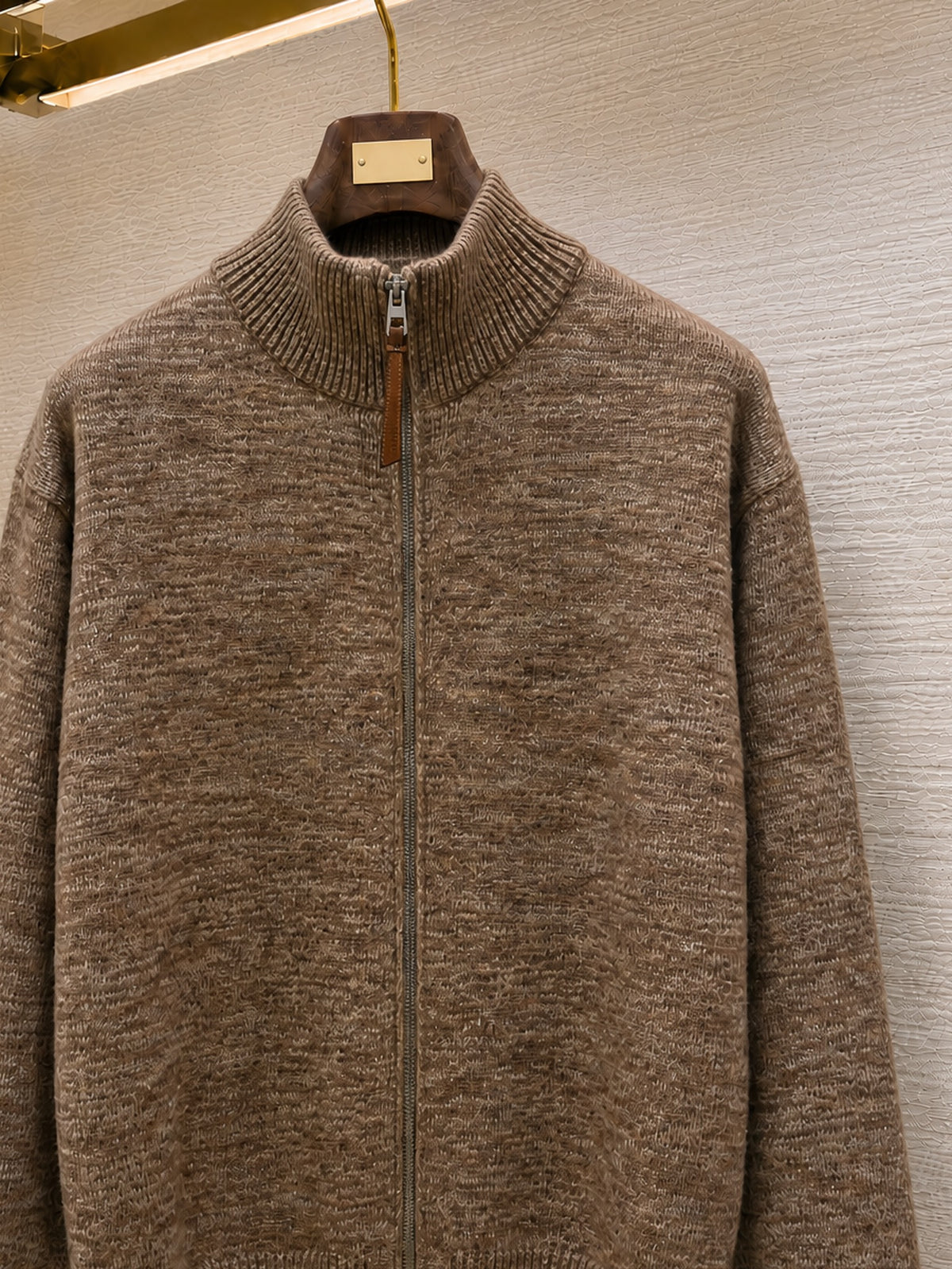 Loewe Zip-up Cardigan in Cotton, Linen and wool "Beige"