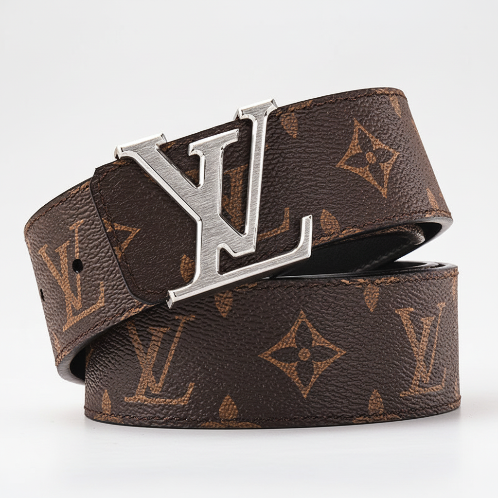 Louis Vuitton Initiales Leather Belt "Brown-Silver"