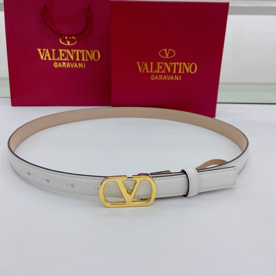 Valentino VLogo Signature 20mm Leather Belt "White"