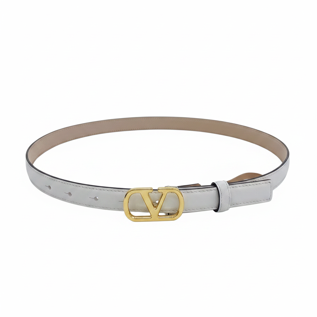 Valentino VLogo Signature 20mm Leather Belt "White"