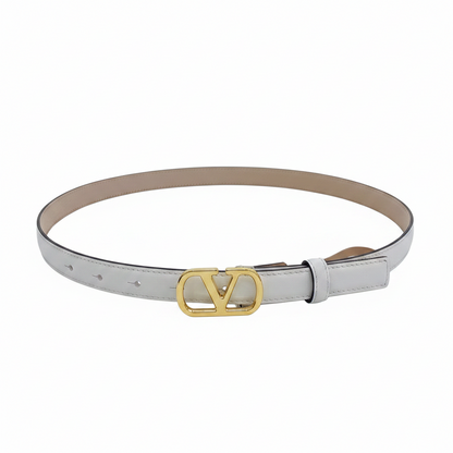 Valentino VLogo Signature 20mm Leather Belt "White"