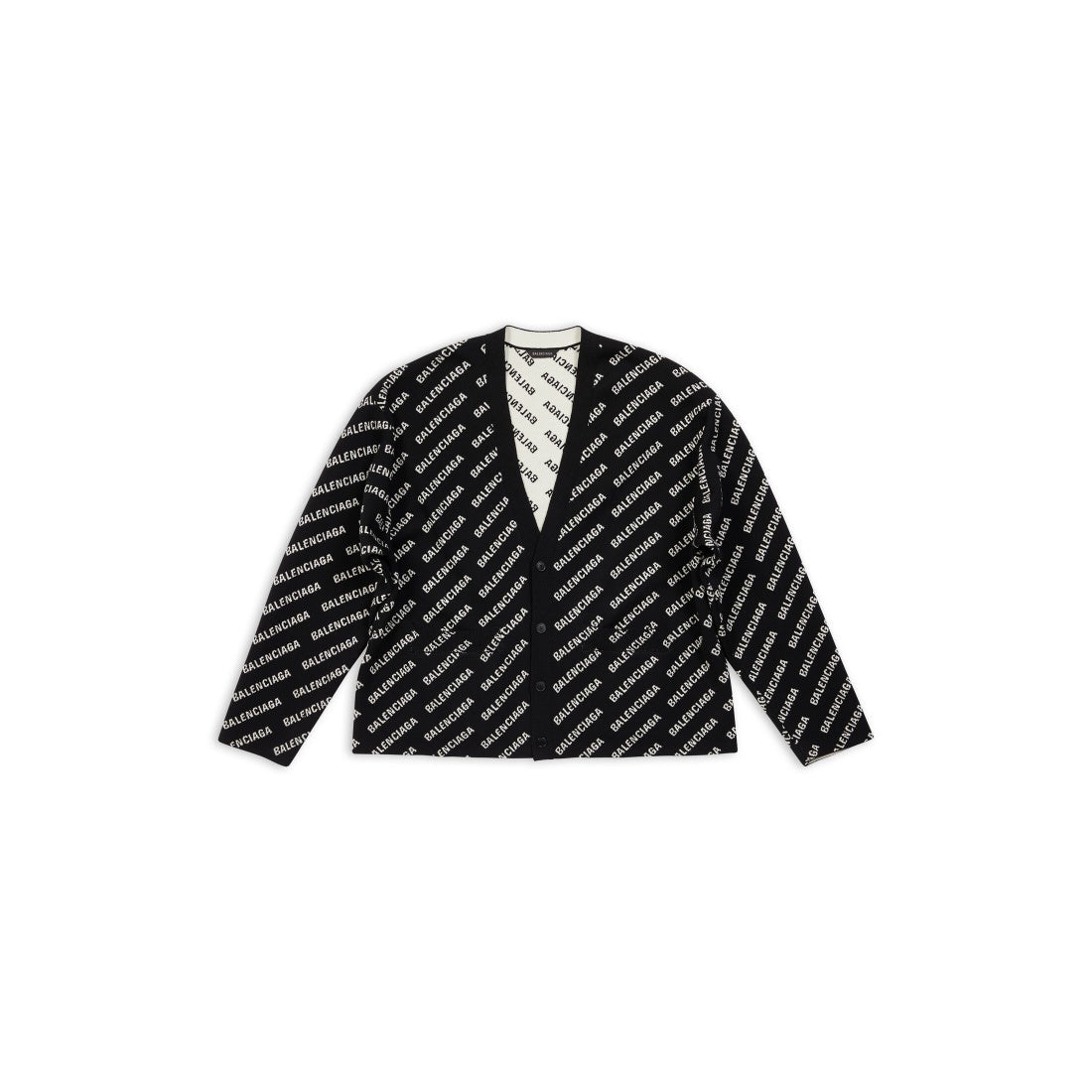 Balenciaga All-Over Logo Cardigan "Black-White"