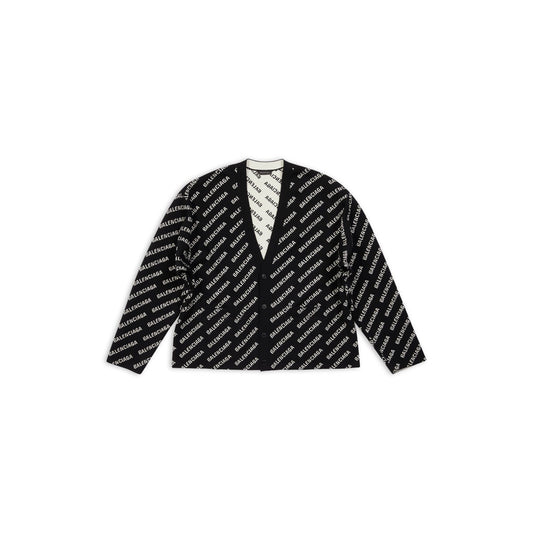 Balenciaga All-Over Logo Cardigan "Black-White"