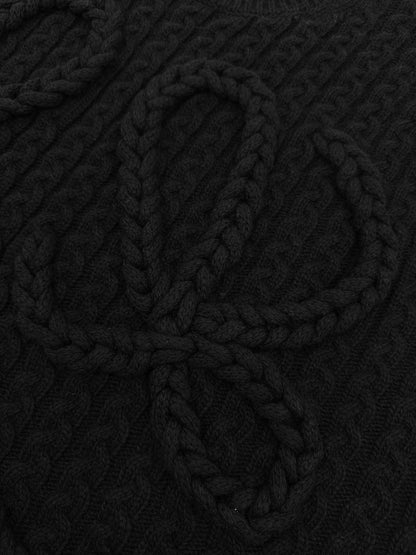 Loewe Anagram Cable-Knit Wool Vest "Black"