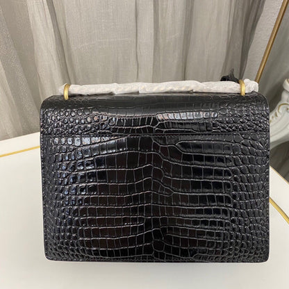 Saint Laurent Sunset Medium in Crocodile-Embossed Leather