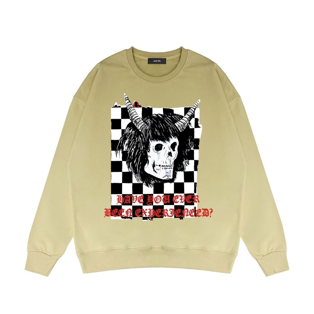 Amiri x Wes Lang Checker Skull Sweatshirt "Beige"