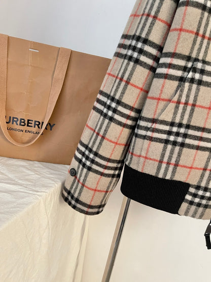 Burberry Reversible Wool Hooded Jacket "Black" and "Beige"