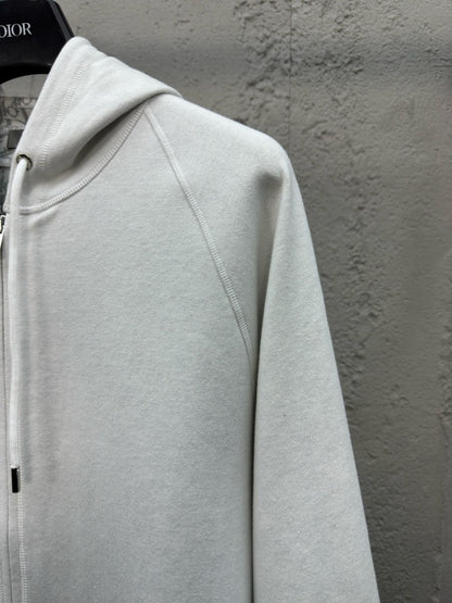 Dior Hooded Track Jacket "White Cotton and Cashmere Knit"
