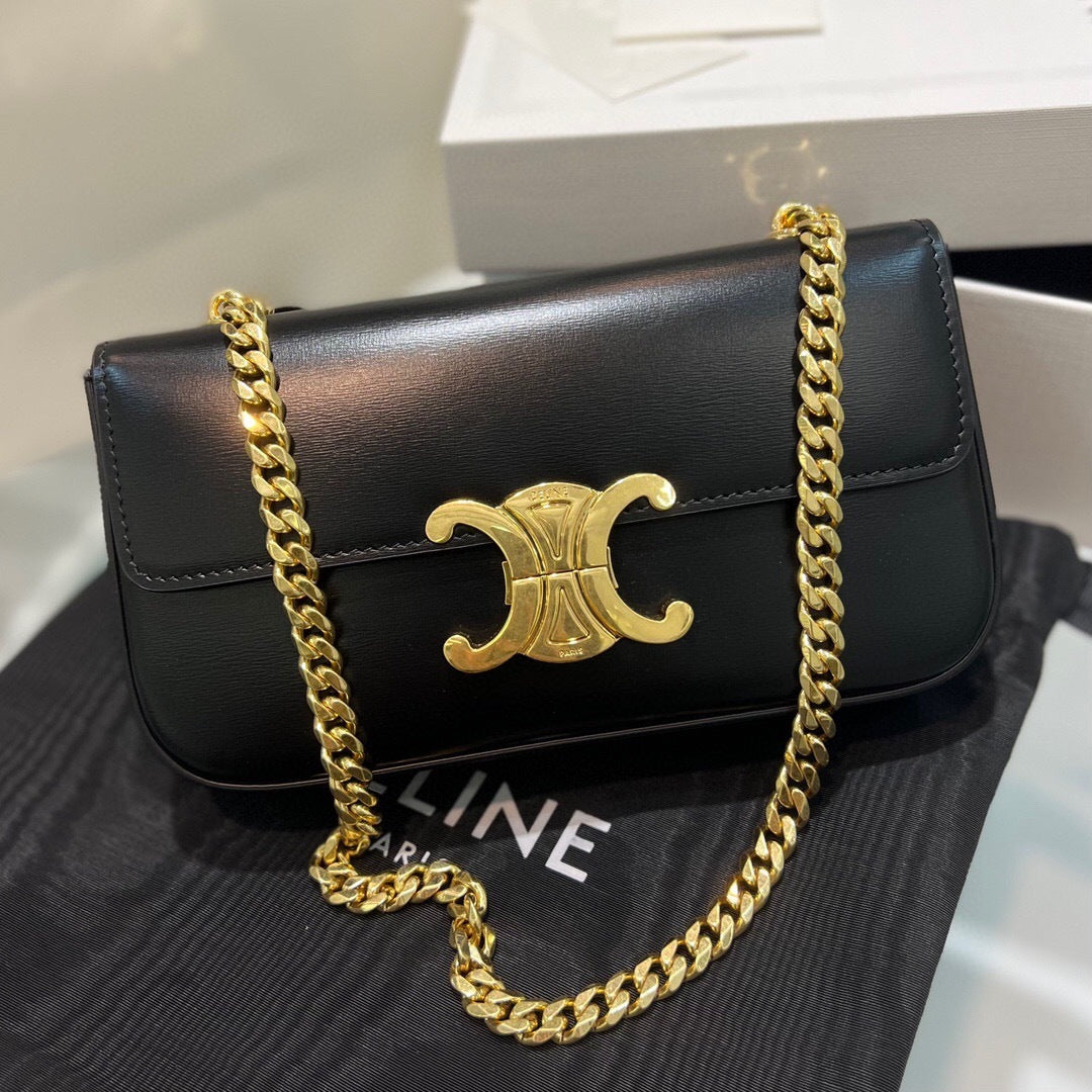 Celine Chain Shoulder Bag Claude in Shiny Calfskin